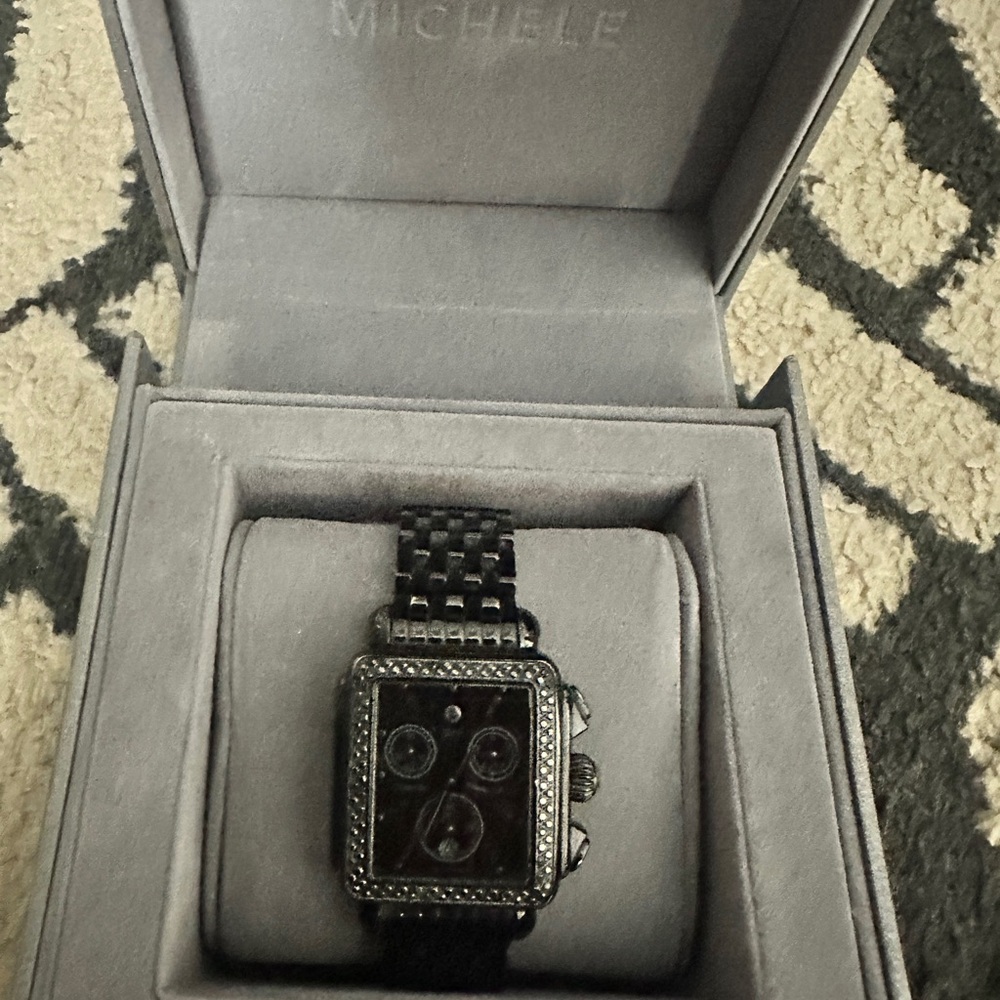Michele Deco Noir Diamond Watch